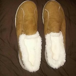 Danskin fur brown suede slip on shoes